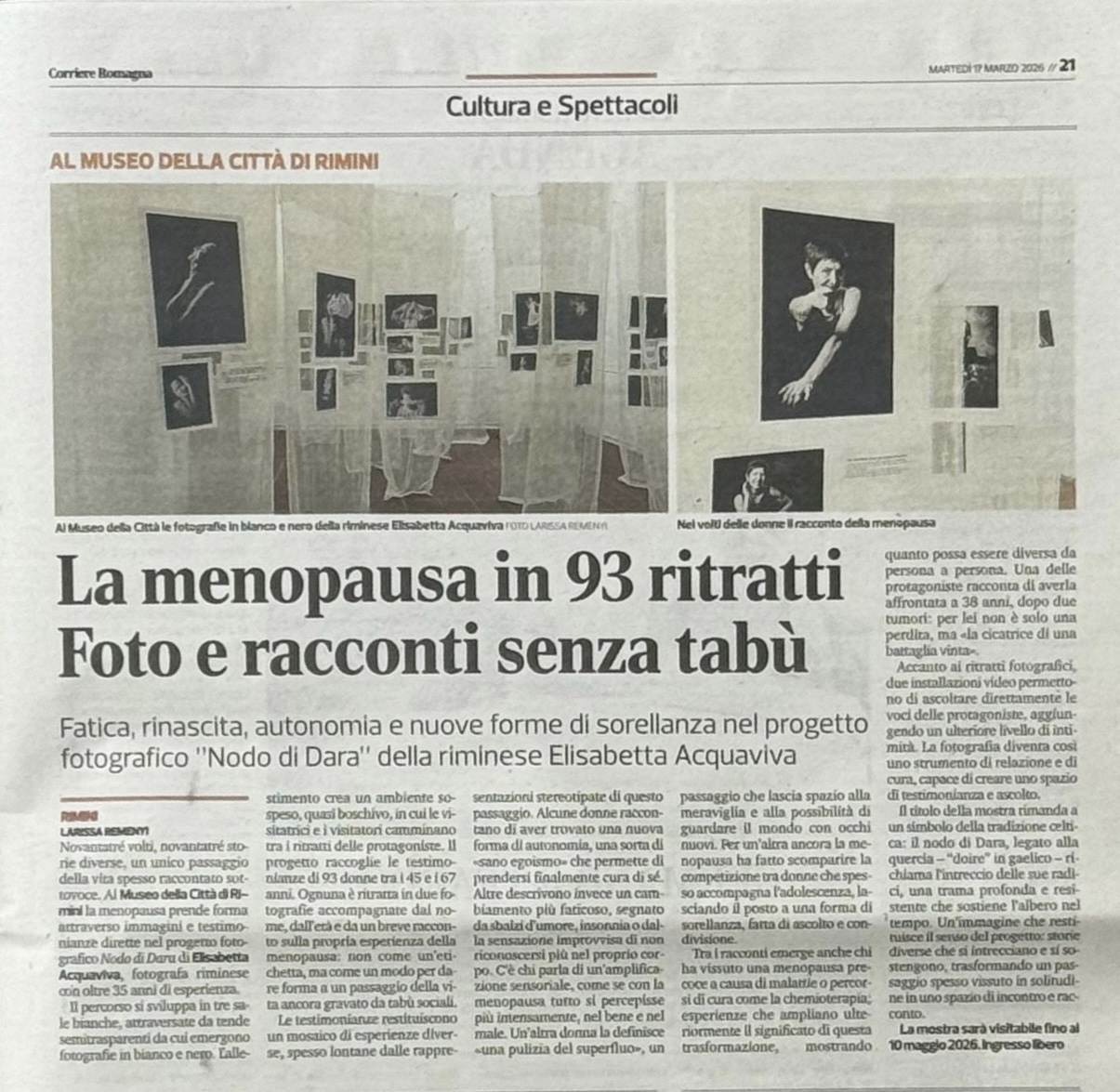 Articolo giornale locale — Il Nodo di Dara
